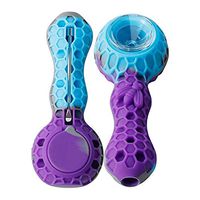 zxyyxzUnbreakable Honey Silicone Straw Pipe with Cleaner Cover and Decorative Bowl Interior (Purple)