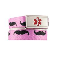Medical Alert Bracelet | Adjustable up to 6.5" Wrist Size | Free Engraving | 1 Bracelet, 1 Custom Stainless Steel Laser Engraved Tag | Pink Mustache