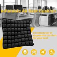 SUNFICON Inflatable Air Seat Cushions Portable Breathable Comfort Cushion Car Seat Office Chair Wheelchair Pad Orthopedics Pain Pressure Relief Cushion Camping Seat Mat 18'' x 16'' Black