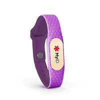 MyID Hive Medical ID - Store Medical Information for Free - Super Comfortable Silicone Material - Perfect for Those with Diabetes, Autism, Etc - Fits Kids & Adults - Gold Pod (Purple M/L)
