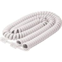 50 Foot Long White Handset Curly Cord White Premium Telephone Cable Cord