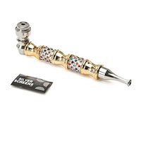 Fashion Diamond Decorate Metal Bowl Pipe, Unbreakable Delicate Tool for Herbs with Bag (Gold&Silver)