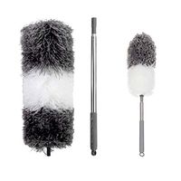 Extendable Feather Duster, Bendable Microfiber Stainless Steel Extra Long Telescopic Dusters, Easy to Absorb Dust Anti Static,for Cleaning High Ceiling Fans, Blinds, Cobweb, Cars,Grey,Section A