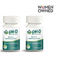 pH-D Feminine Health, First Woman Owned Boric Acid Vaginal Suppositories, Made in USA, 2 Bottles of 24 (600mg)