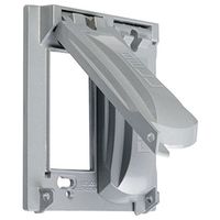 Hubbell-Bell MX2050S Two Gang Two Device Flat Metal Weatherproof Receptacle Cover, Grey