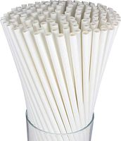 100% Compostable Drinking Biodegradable Eco-Friendly Bulk Paper Straw, 150 White Foil Bulk Paper Straws