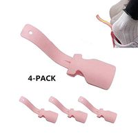 Lazy Shoe Helper, Shoe Horn Plastic Handhold Portable Shoe Lifting Helper Sock Slider for Elderly Pregnancy Disabled Fits All Shoes All Age (4-Pack, Pink)