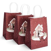 GSSUSA Christmas Paper Bags 5.25"x3.75"x8" 20PACK Inches Small Gift Bags with Handles Party Bags Shopping Bags Kraft Bags 100% Recyclable Paper
