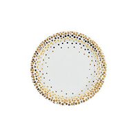 White with Gold Foil Dots Paper Dessert Plates