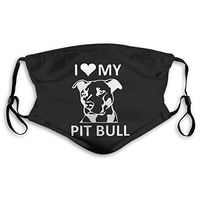 Iheart My Pitbull Anti Dust Half Face Mouth Mask with PM2.5 Filters 5 Layers of Protection for Unisex Black