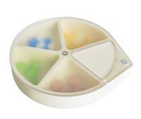 Easyinsmile Portable Pill Box/Vitamin Organizer Pocket Round Case 4 Compartments with Rotatable Clear Cover and Magnetic Lock (White)