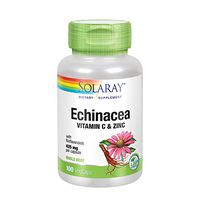 Solaray Echinacea w/ Vitamin C & Zinc 850mg - Immune System Support - W/ Bioflavonoids- Non-GMO - 100 VegCaps, 50 Serv
