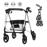4 Wheel Rollator, Walking Aid,Seniors Rollators Foldable Lightweight  Travel Walker Shopping Trolley  