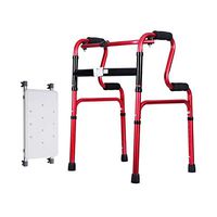 SXRL Foldable Lightweight Walker Rollator with Seat Height Adjustable & Back Support Aluminium Four Foot Shower Chair Stool for Limited Mobility Seniors,Red
