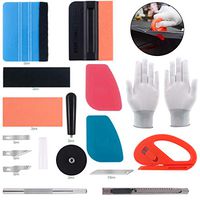Keadic 37Pcs Car Vinyl Wrap Tool Kits, 2 Kinds Vinyl Wrap Felt Squeegees with Fabric Felts, Vinyl Graphic Magnet Holders, Safety Vinyl Cutter, Film Scrapers, Gloves, Utility Knife, Hobby Knife