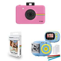 Polaroid Snap Instant Digital Camera (Pink), with Extra Paper and Kids Instant Print Camera & Video Camcorder Bundle with Frames, Filters for Hours of Fun - Blue
