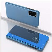 Case Compatible with Samsung Galaxy S11 Case, Luxury Ultra-Thin Translucent View Window Stand Plastic Mirror Flip Case Hard Plastic case 360 Degree Protective Cover Bumper case (Blue)