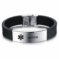 LiFashion LF Mens Stainless Steel Silicone Medical Alert Wristband Sos AUTISM Customized Medical ID Bracelet Awareness Emergency for Husband Son Boyfriend Grandpa Dad