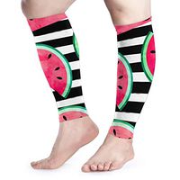 THONFIRE Calf Leg Compression Sleeve for Men Fruity Watermelon Stripe Pregnancy Recovery Calf Guard Arm Wide Cover Home Use