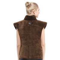 LIBINA - Shoulder Heating Wrap Electric Blanket Pads Patches Back Shoulder Protection, Waist Warm Physiotherapy Clothing,Machine Washable, Auto Shut Off,Brown