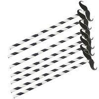 25 Pcs Biodegradable Paper Straws Bulk Disposable Mustache Cocktail Drinking Straws for Birthday Party Supplies Kitchen Accessories