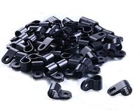 Shapenty Black Nylon Screw Mounting R Type Cable Clamp Fastener Plastic Wires Cord Clip Fixer Holder Organizer for 3/8 Inch /9.5mm Diameter Wire Rope Tube Management, 60Pieces/Box