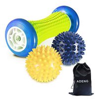 Foot Massage Roller Ball for Plantar Fasciitis - 1 Foot Roller and 2 Spiky Massage Balls Set ; Foot Arch Pain Relief; Deep Trigger Point Therapy; Muscle Recovery; Stress Relief
