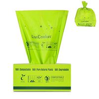 Lirex 100-Count 100% Compostable Bags, Durable, Unscented, 2.6 Gallon, US BPI&ASTM6400 Certified Biodegradable Waste Bags, Kitchen Trash Bags, Food Scraps Yard Waste Bags and Dog Poop Bags