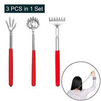 Back Scratcher, for Women Men 3 PCS Include Hand Metal Bear and Eagle Claw Kit Telescoping Backscratchers for Adult and Kids (Red)