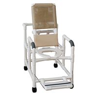 MJM International 195 Reclining Shower Chair with Folding Footrest, 325 oz Capacity, Royal Blue/Forest Green/Mauve