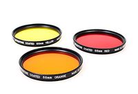 55mm Black and White Film Camera Lens Filters, Set of 3 - Yellow/Red/Orange