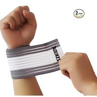 Wonzone Adjustable Wrist Bandage Support Brace Wrap Mens Sports Wristbands Elastic Stretchy Band Gym Training Straps Safety Guard Protector (White/Grey)