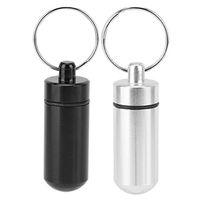 Bicaquu 2pcs Waterproof Aluminum Pills Medicine Box Keychain Storage Box Case Drug Holder for Outdoor Travel Camping (01)