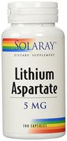 Solaray Lithium Aspartate Supplement, 5 mg, 100 Count