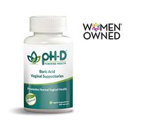 pH-D Feminine Health, First Woman Owned Boric Acid Vaginal Suppositories, Made in USA, Bottle of 72 (600mg)