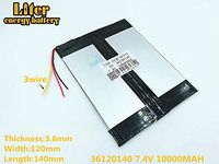 3lines 7.4V 10000mAh 36120140 Lithium Polymer Ion Rechargeable Battery Lithium Polymer Li-Po Battery for MP4 GPS MP3 Bluetooth Stereo DIY Gift