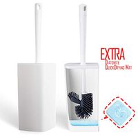 Kimitech Toilet Brush with Holder, Toilet Brush, Silicon TPR Brush, White Brush Holder, Come with Water-Dry Diatomite Mat