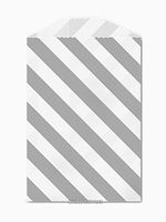 25 Gray and White Diagonal Stripe Little Bitty Bags 2.75 X 4 Inches