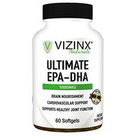 VIZINX Ultimate EPA-DHA 1000 MG - Purified Fish Oil, Molecularly Distilled and Enteric Coated, Essential for Brain Function, Cardiovascular Health and Joint Mobility Support. 60 Softgels