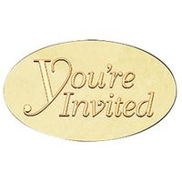 You're Invited Embossed Oval Foil Seals, 30 Count (Gold)
