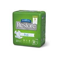 FitRight Restore Adult Briefs with Tabs, Heavy Absorbency, Regular, 40"-50", For Adult Incontinence, Comfort and Skin Health (Pack of 80)