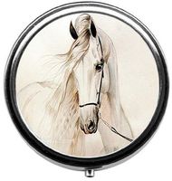 Eareeco - Horse Round Pill Case/Pill Box/Pill Case/Case- Three-Compartment Pill Box/Pill Case
