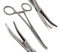 Fish Hook Removing Ratcheted Locking Hemostat Forceps Pliers Curved, 5.5" (14cm), Stainless Steel