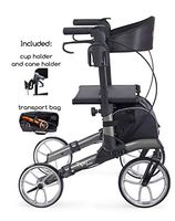 Comodita Tipo Petite Compact Rollator with Double Fold Action and Extra Large 10" Aluminum Front Wheels (Metallic Graphite)