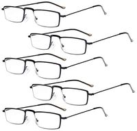 Eyekepper 5-Pack Stainless Steel Frame Half-Eye Style Reading Glasses Readers Black +3.0