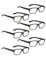 READING GLASSES 6 Pack Spring Hinge Comfort Plastic Readers (BlackDemi, 2.50）