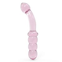 Double-Ended Glass Wand Huge Smooth Medical-Grade Crystal Stick for Women Men Pink Beads