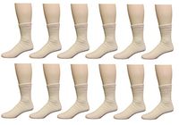 Diabetic Crew Socks - 12 Pair - for men/women (10-13, White)