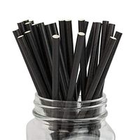 IPALMAY 100 Pieces Solid Black Biodegradable Drinking 7.75 Inches Paper Straws