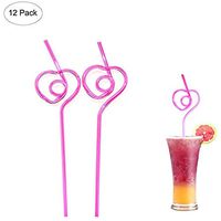 12 PCS Heart-Shaped Party Straws Drinking Sipping Straws, Novelty Props for Wedding Bachelorette Valentines Birthday Party